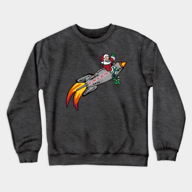 Santa's Rocket Ship Crewneck Sweatshirt by Slightly Unhinged